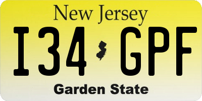 NJ license plate I34GPF