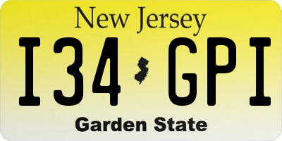 NJ license plate I34GPI