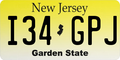NJ license plate I34GPJ