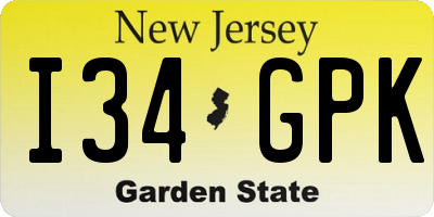 NJ license plate I34GPK