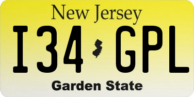 NJ license plate I34GPL