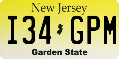 NJ license plate I34GPM