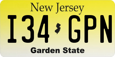 NJ license plate I34GPN