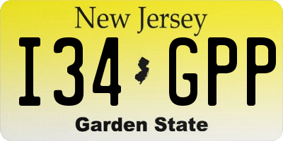NJ license plate I34GPP
