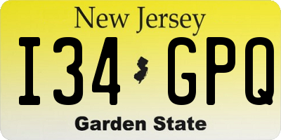 NJ license plate I34GPQ