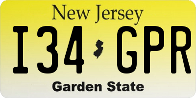 NJ license plate I34GPR