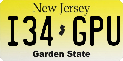 NJ license plate I34GPU