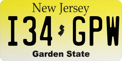 NJ license plate I34GPW