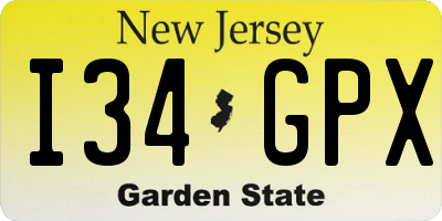 NJ license plate I34GPX