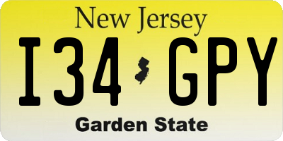 NJ license plate I34GPY