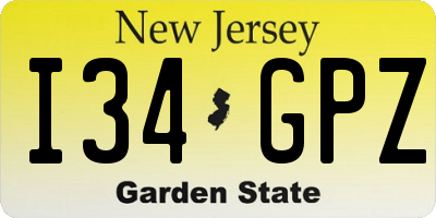 NJ license plate I34GPZ