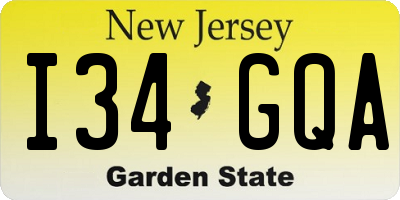 NJ license plate I34GQA
