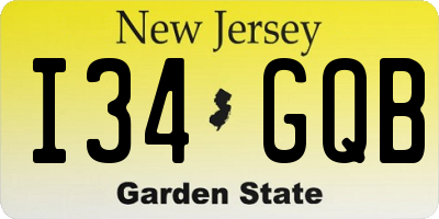 NJ license plate I34GQB