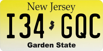 NJ license plate I34GQC