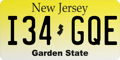 NJ license plate I34GQE