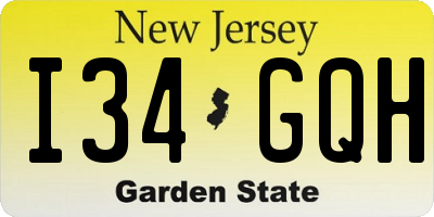 NJ license plate I34GQH