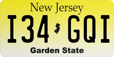 NJ license plate I34GQI