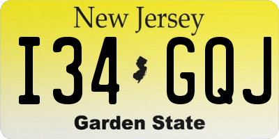 NJ license plate I34GQJ