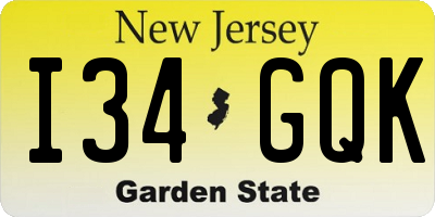 NJ license plate I34GQK