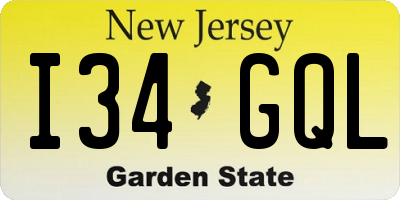 NJ license plate I34GQL