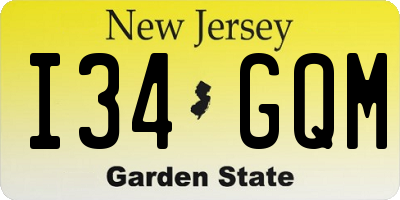 NJ license plate I34GQM