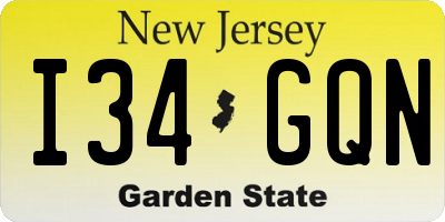 NJ license plate I34GQN