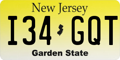 NJ license plate I34GQT