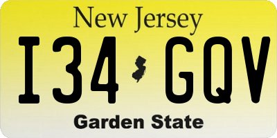 NJ license plate I34GQV