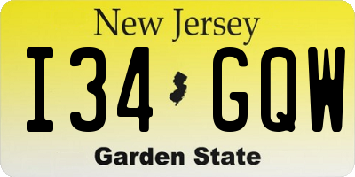 NJ license plate I34GQW