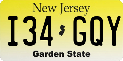 NJ license plate I34GQY
