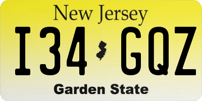 NJ license plate I34GQZ