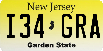 NJ license plate I34GRA