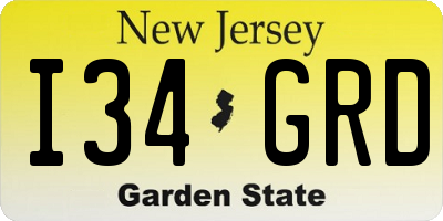 NJ license plate I34GRD