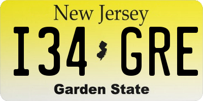 NJ license plate I34GRE