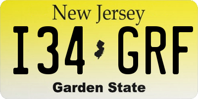 NJ license plate I34GRF