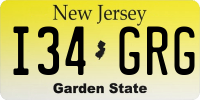 NJ license plate I34GRG