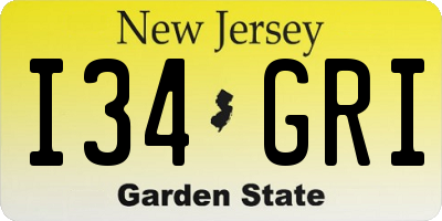 NJ license plate I34GRI