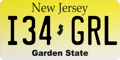 NJ license plate I34GRL