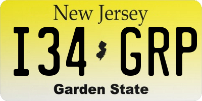 NJ license plate I34GRP