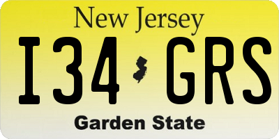 NJ license plate I34GRS