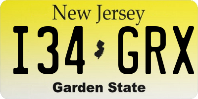 NJ license plate I34GRX