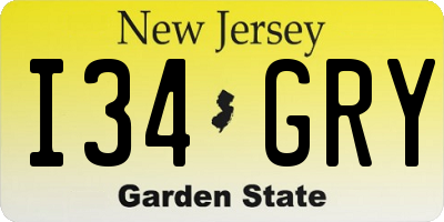 NJ license plate I34GRY