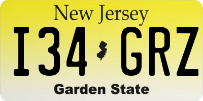NJ license plate I34GRZ