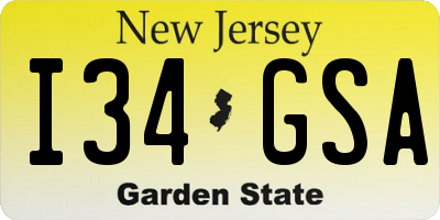 NJ license plate I34GSA