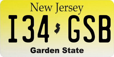 NJ license plate I34GSB