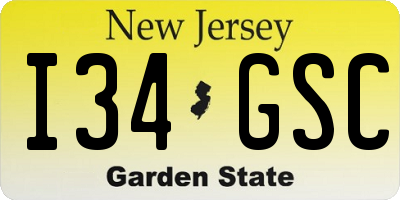 NJ license plate I34GSC
