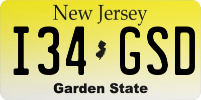 NJ license plate I34GSD