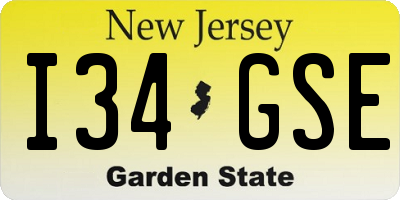 NJ license plate I34GSE