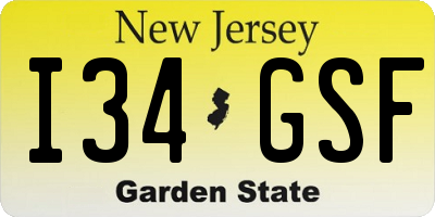 NJ license plate I34GSF