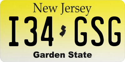 NJ license plate I34GSG